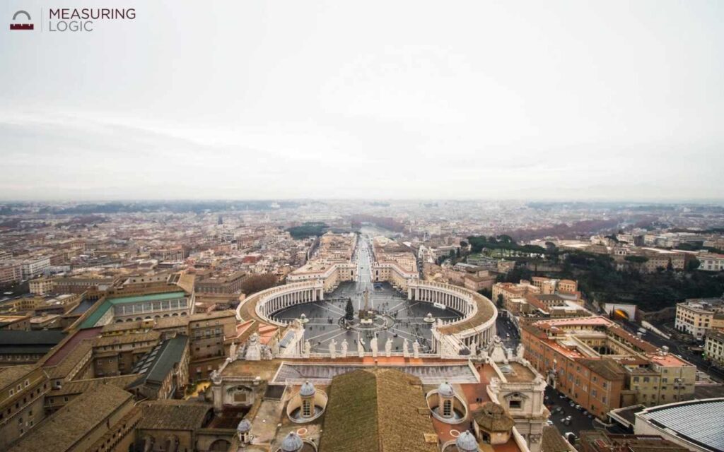 An aerial view of the Vatican City