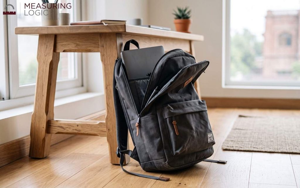 A 15-inch laptop backpack, which typically stands close to 18 inches tall