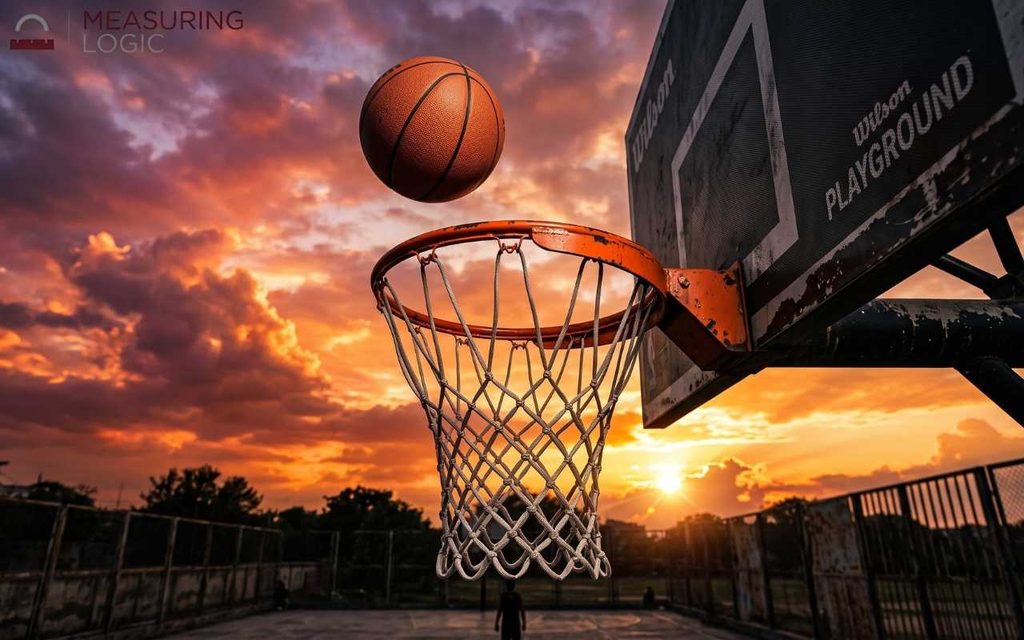A basketball hoop rim, which measures exactly 18 inches in diameter