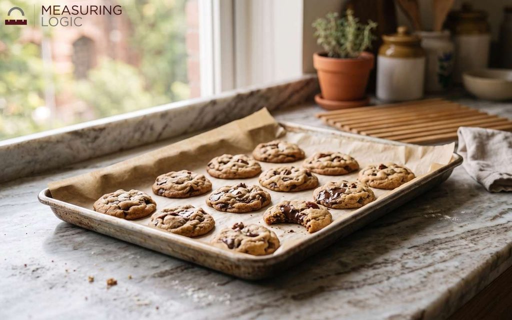 An 18x13 inch half sheet baking pan, a standard bakeware size in kitchens