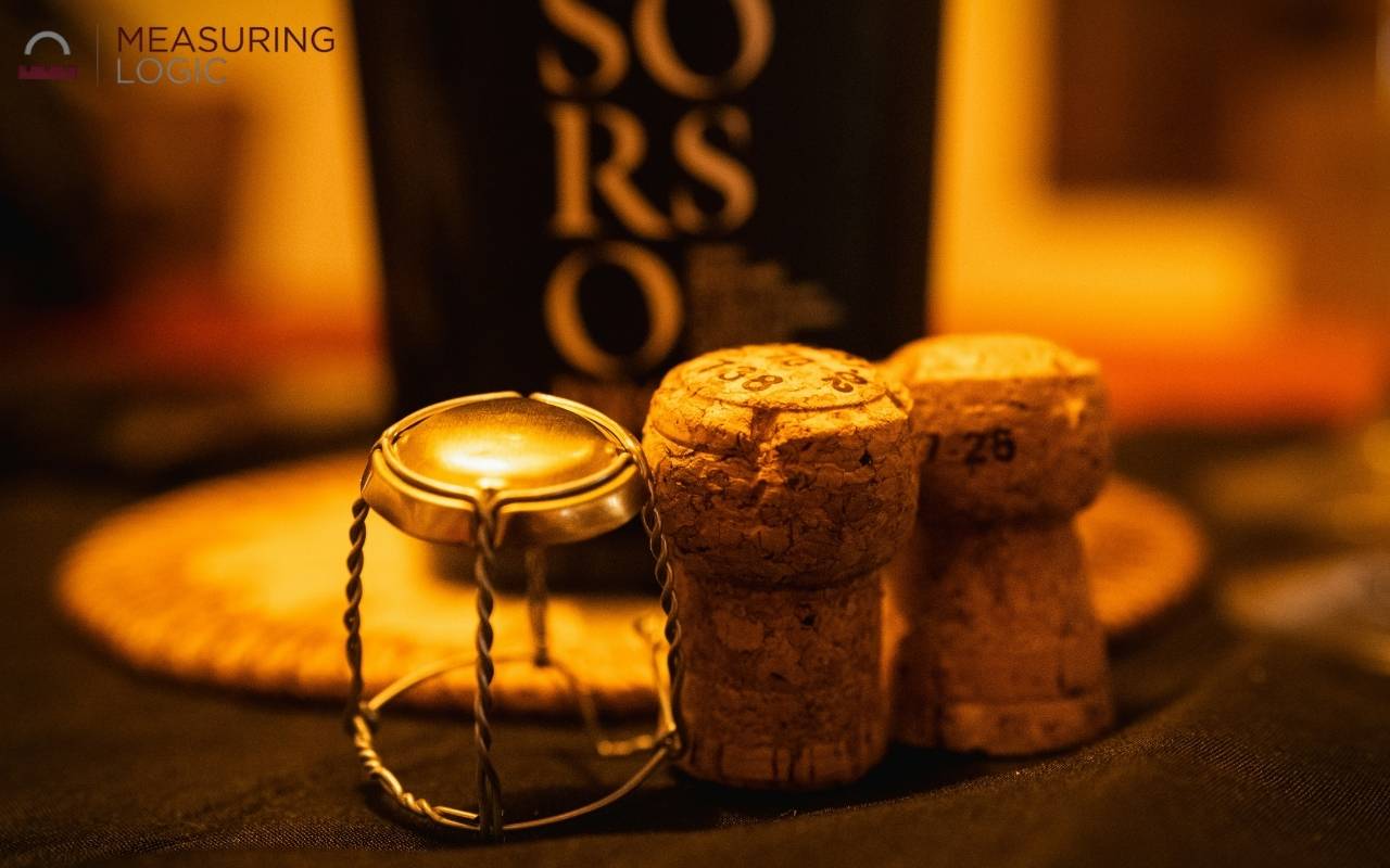 Wine cork standing upright, a common 3 inch size comparison