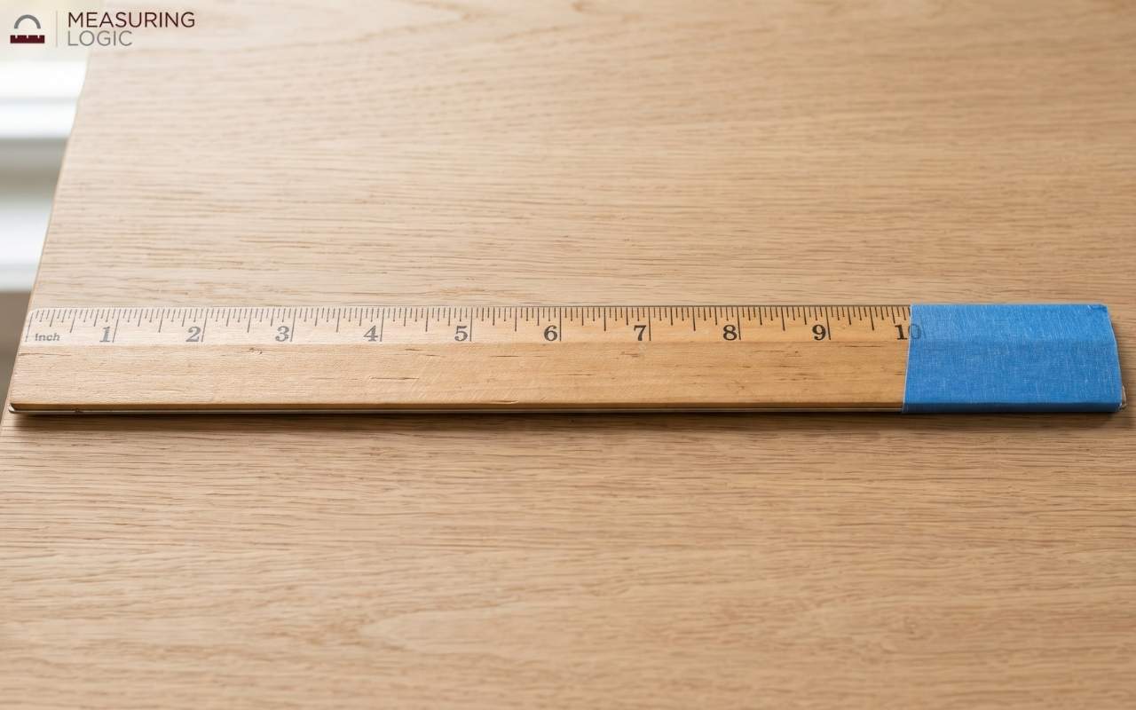 A 12-inch ruler with the last two inches covered to show 10 inches.